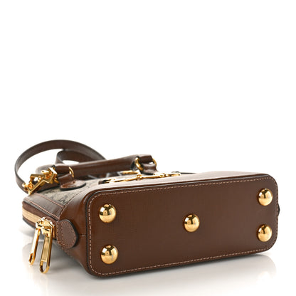 Gucci GG Supreme Monogram Azalea Calfskin Mini Horsebit 1955 Top Handle Bag Beige Ebony Brown Sugar 4 of 9