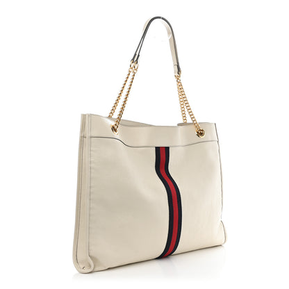 Gucci Suede Calfskin Large Rajah Chain Tote White 4 of 11