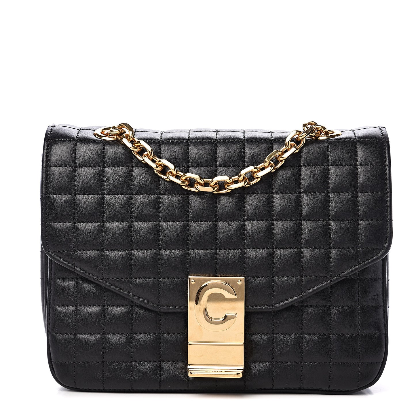 Calfskin Quilted Medium C Bag Black