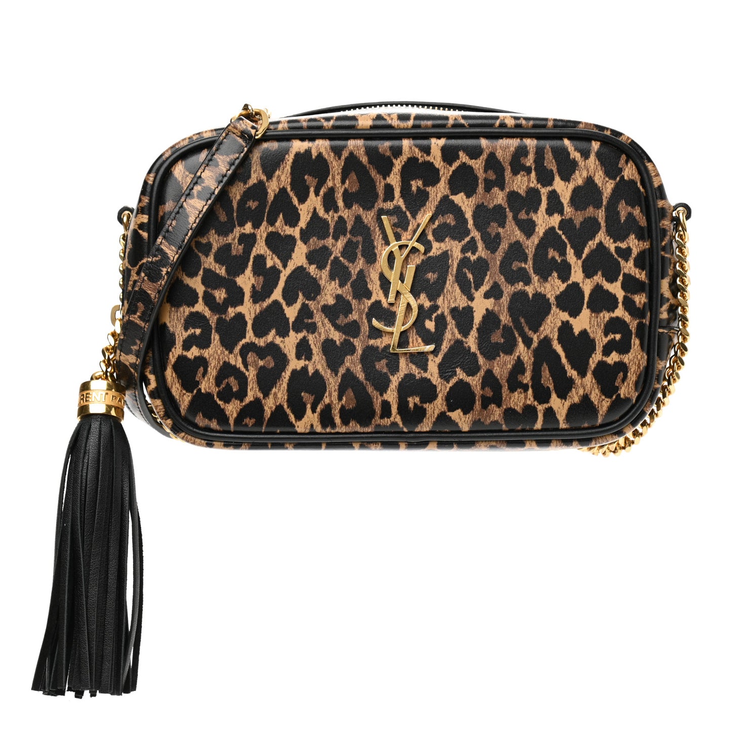 Calfskin Heart Leopard Print Monogram Mini Lou Camera Bag Toffee