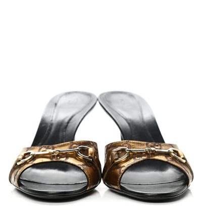 Gucci Guccissima Horsebit Mid Heel Slides 39 Bronze 2 of 9