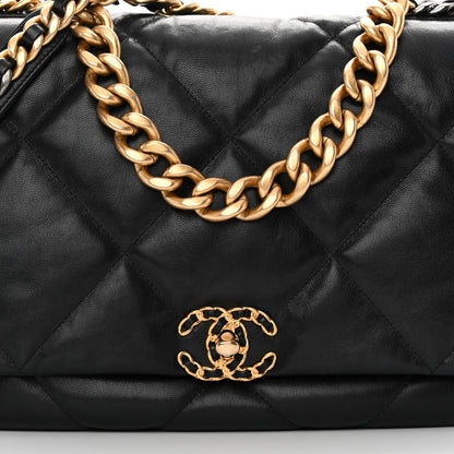 Chanel Lambskin Quilted Maxi Chanel 19 Flap Black 8 of 16