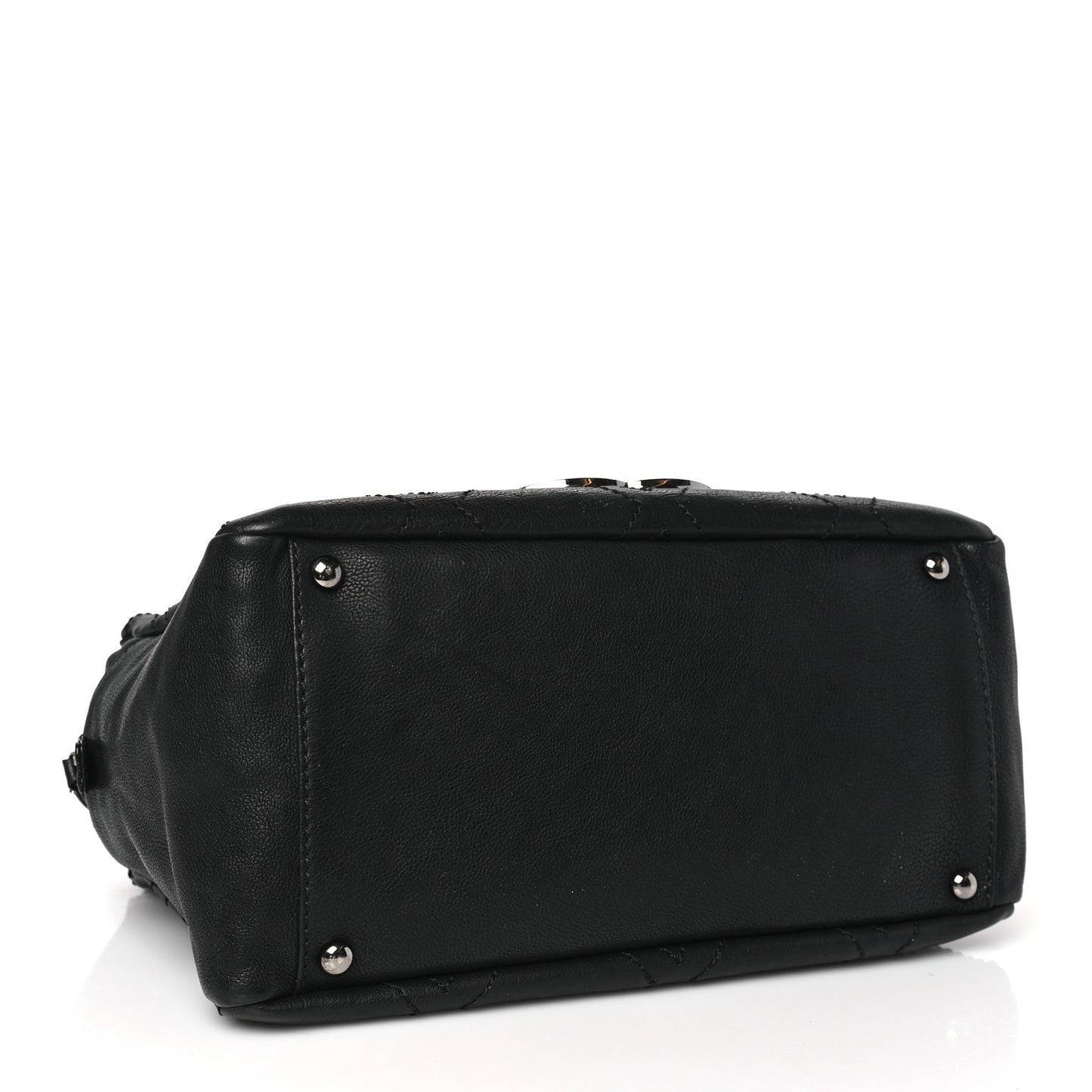 Calfskin Small Diamond Stitch Tote Black