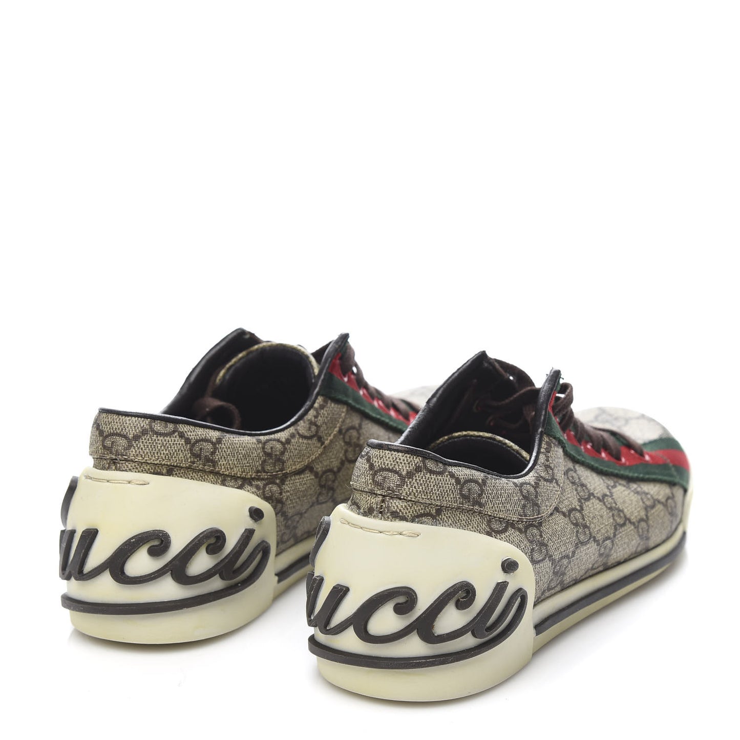GG Monogram Web Womens Script Sneakers 37 Brown