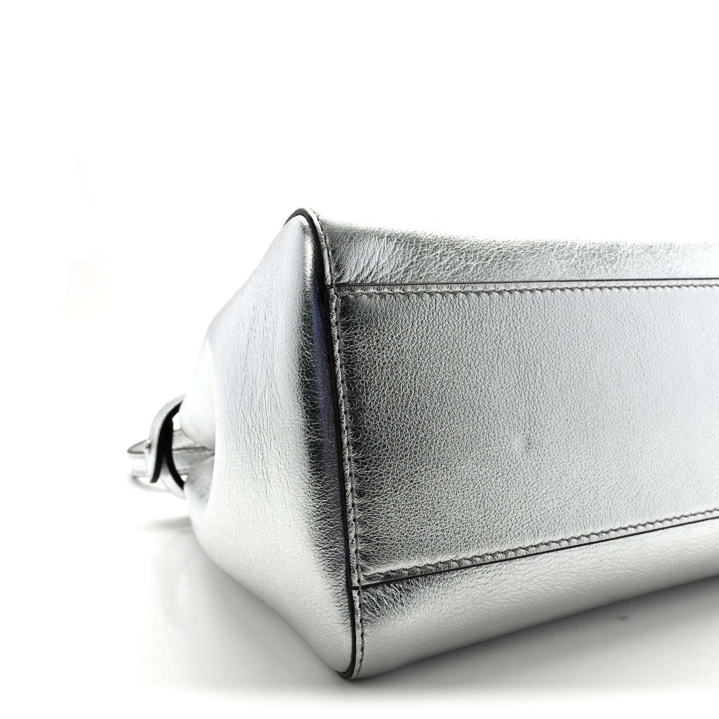 Vitello Catalan Mirror Mini Peekaboo Iconic Satchel Argento