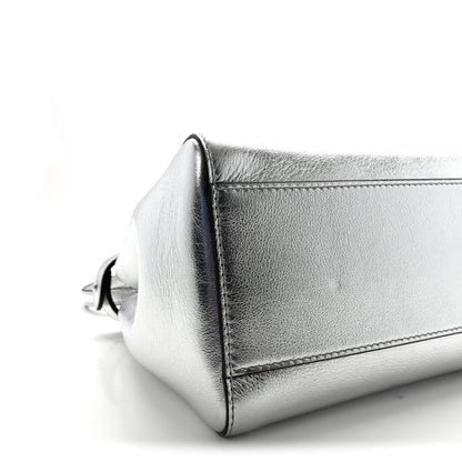 Fendi Vitello Catalan Mirror Mini Peekaboo Iconic Satchel Argento 8 of 9