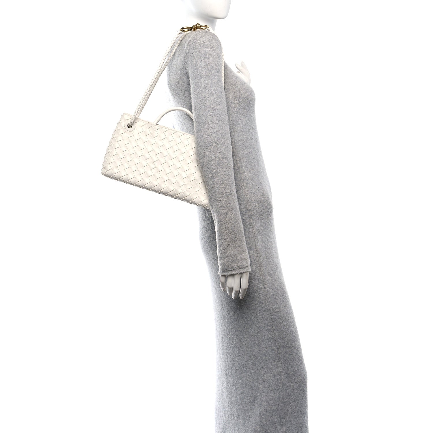Bottega Veneta Nappa Intrecciato Small East West Andiamo Shoulder Bag White 2 of 15