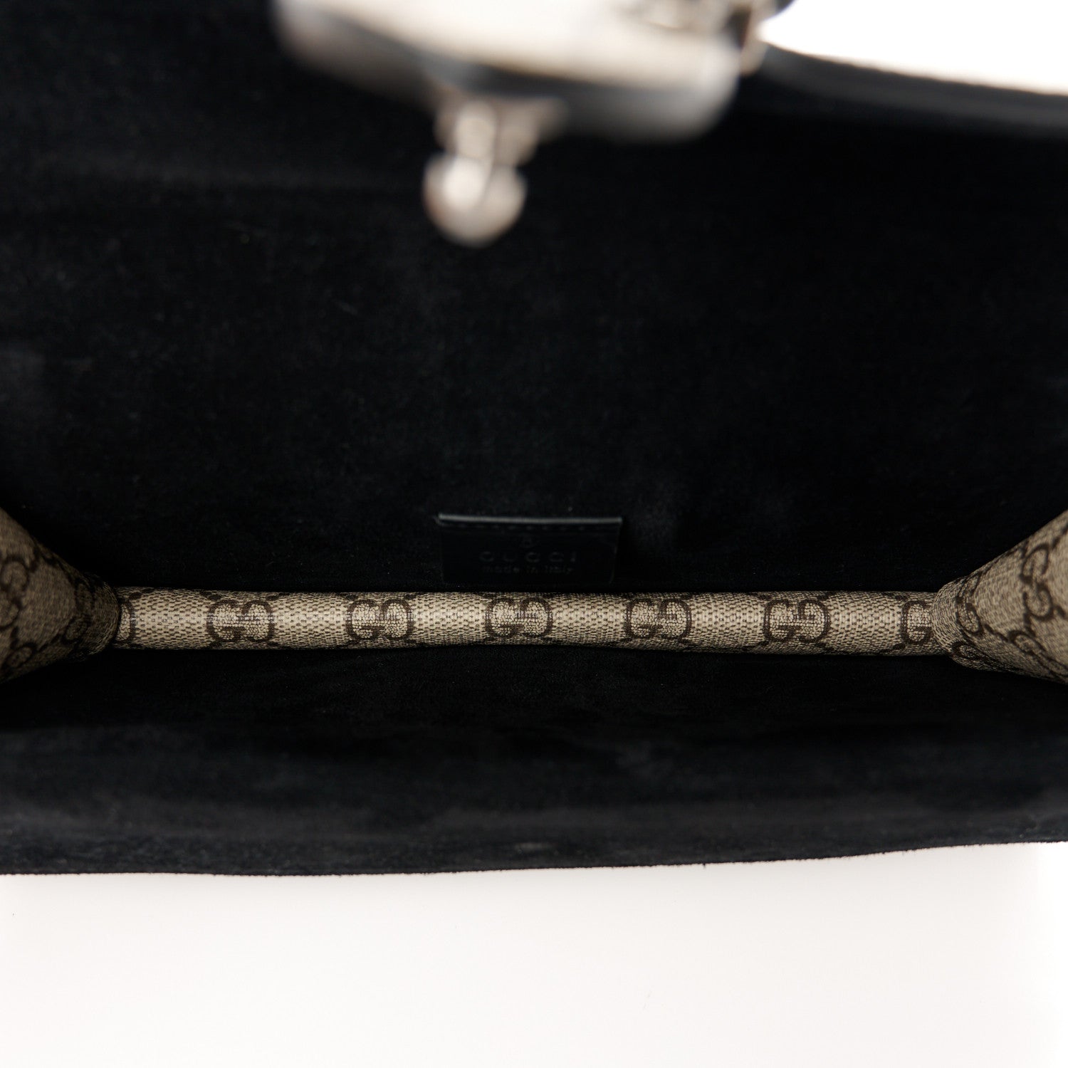 Gucci GG Supreme Monogram Suede Crystal Small Dionysus Shoulder Bag Beige Ebony Black 5 of 10