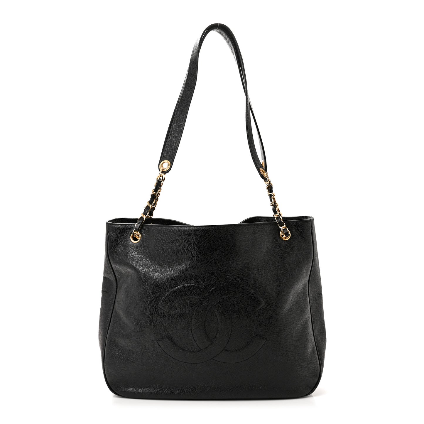 Caviar Large CC Shoulder Bag Black