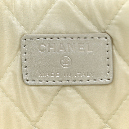 Chanel Metallic Lambskin Star Embossed Medium Cosmetic Pouch Light Silver 6 of 7