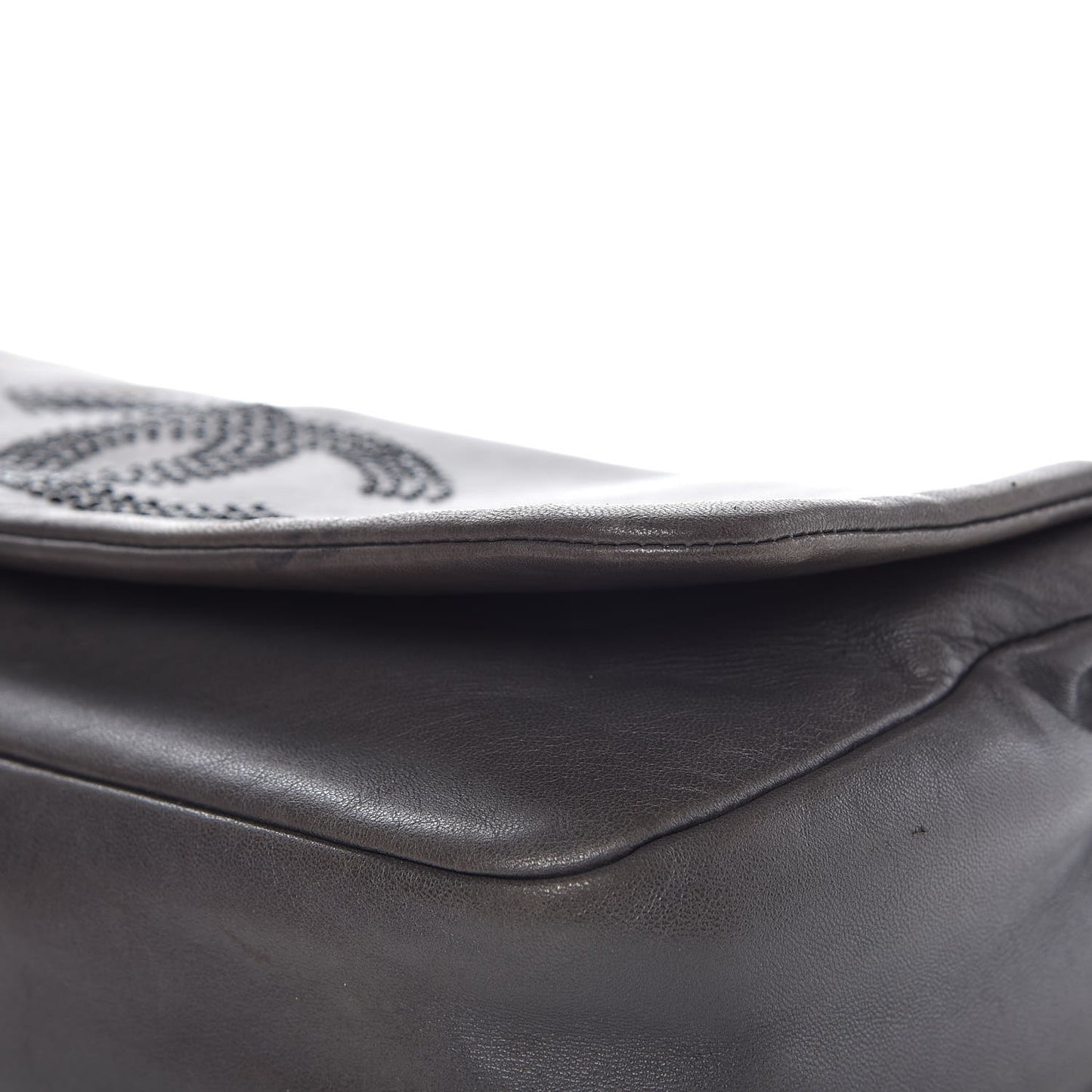 Lambskin Studded CC East West Flap Grey