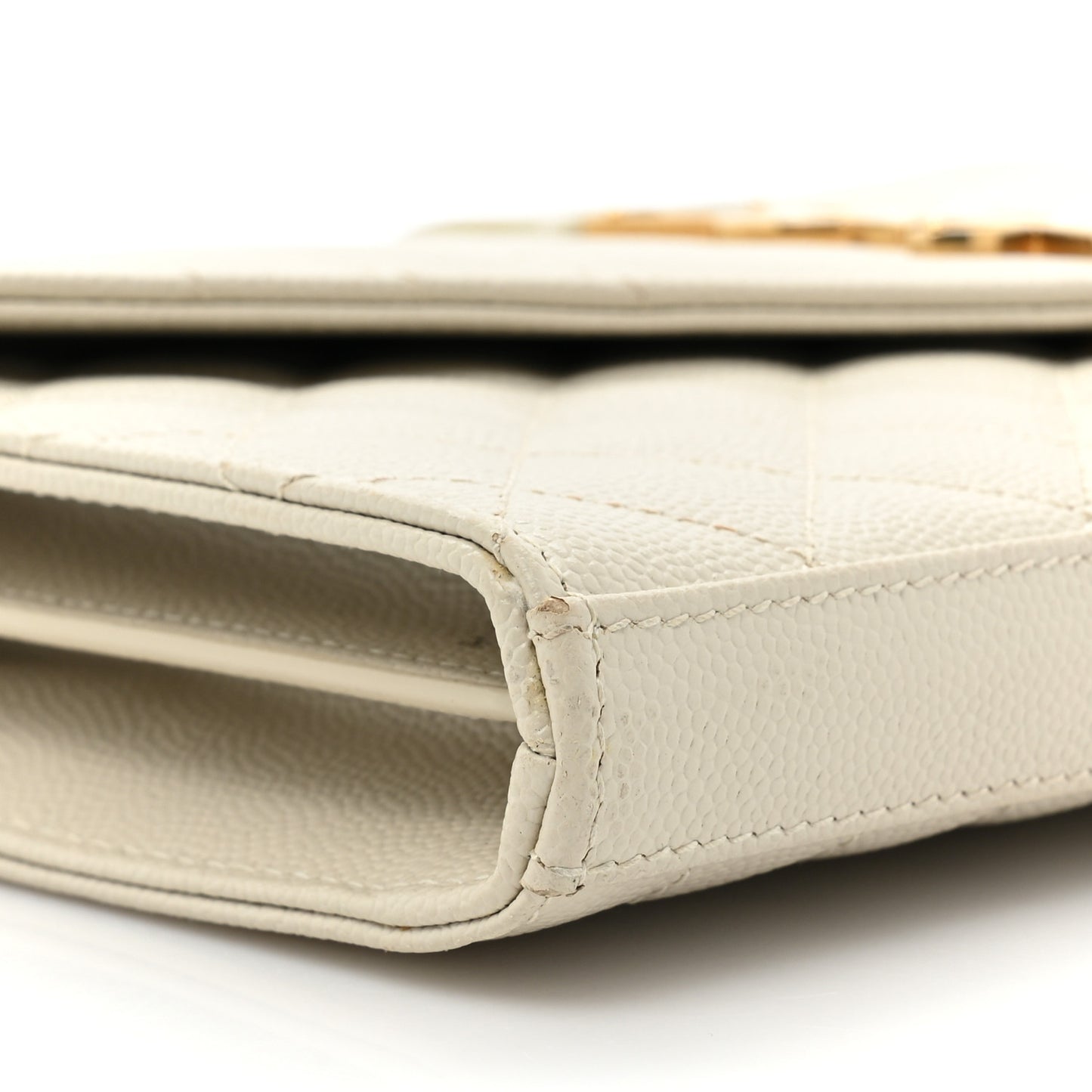 Grain De Poudre Mixed Matelasse Triquilt Monogram Chain Wallet Blanc Vintage