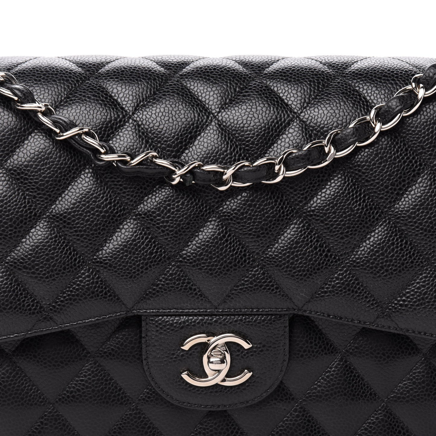 Caviar Quilted Jumbo Double Flap Black