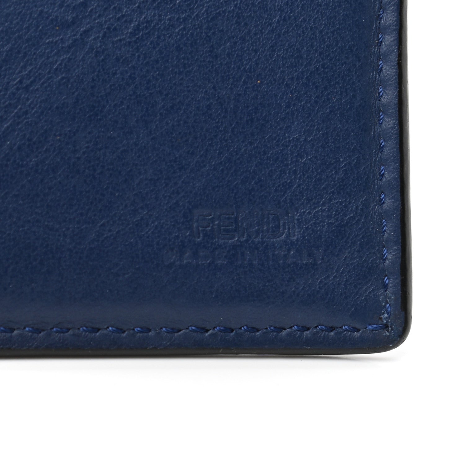 Fendi Vitello Elite Striped Eye Monster Bi-Fold Wallet Blue Multicolor 6 of 8