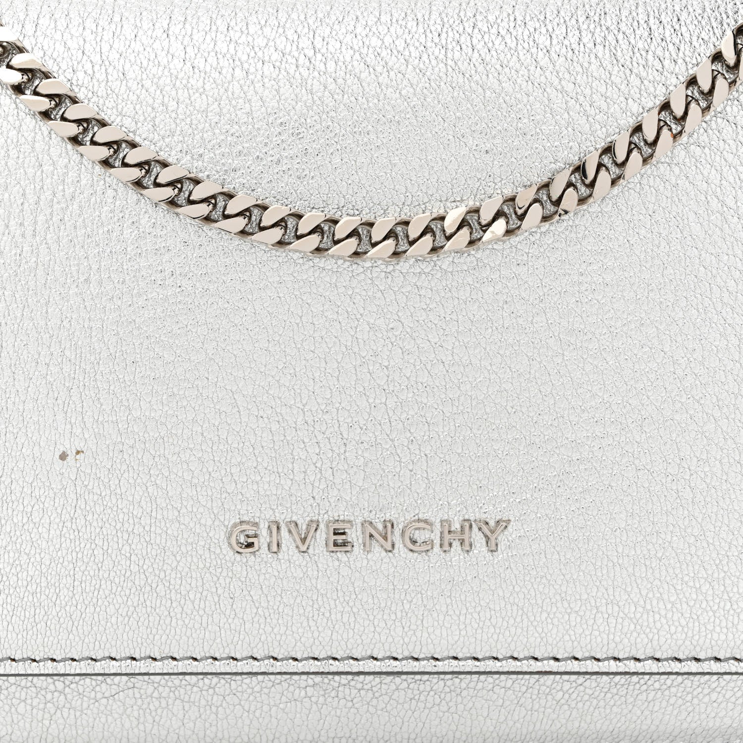 Givenchy Metallic Calfskin Pandora Chain Wallet Silver 9 of 13