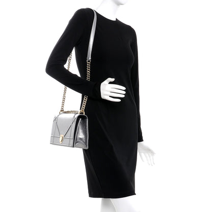 Christian Dior Metallic Grained Calfskin Medium Diorama Flap Bag Silver 2 of 9