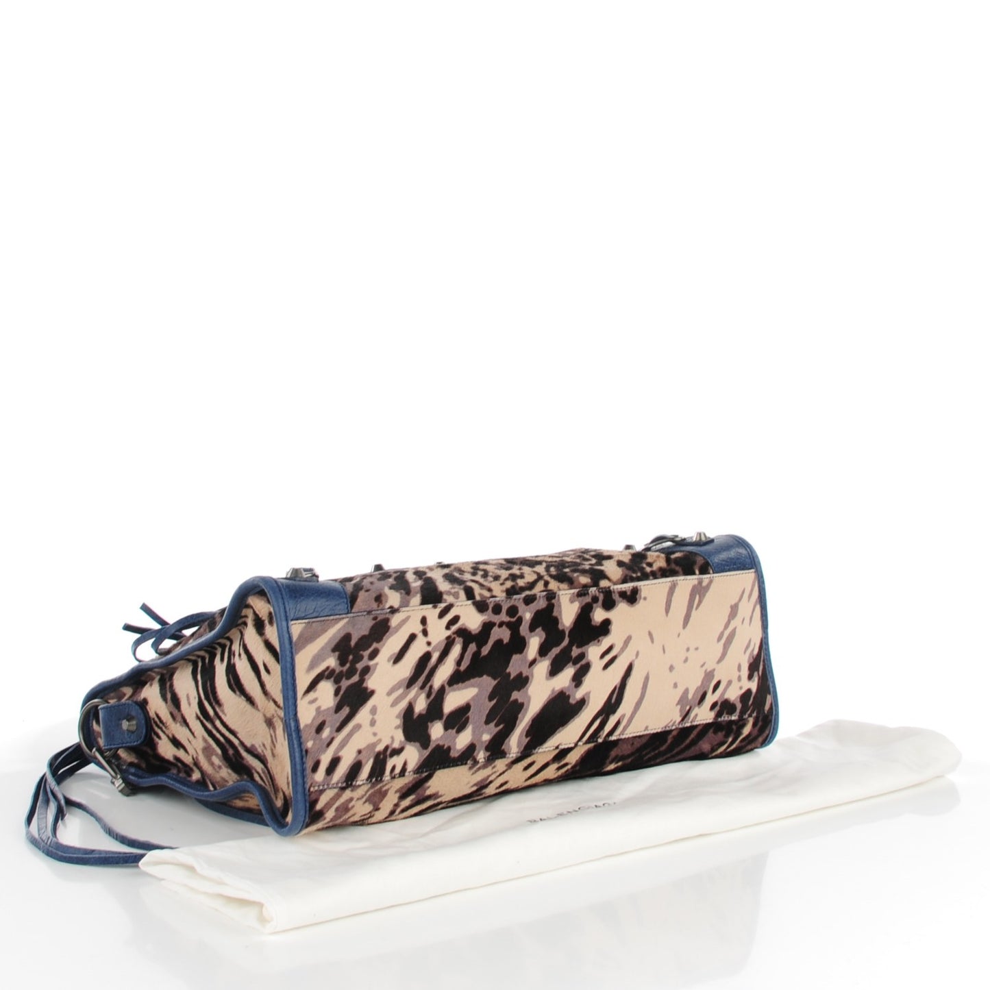 Agneau Pony Hair Leopard Print City Bleu Roi