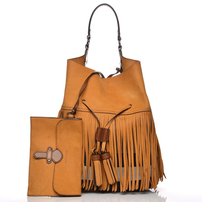Burberry Suede Fringe Large Belgrove Bucket Bag Tan 5 of 12