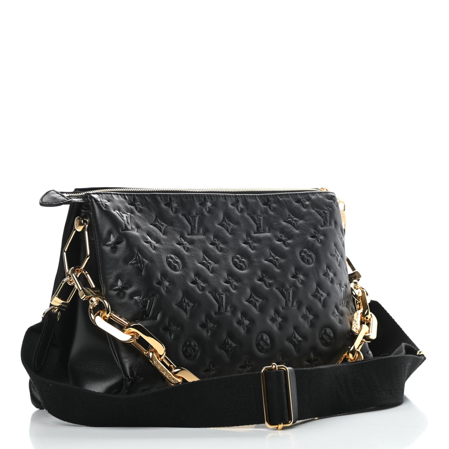 Lambskin Embossed Monogram Coussin MM Black