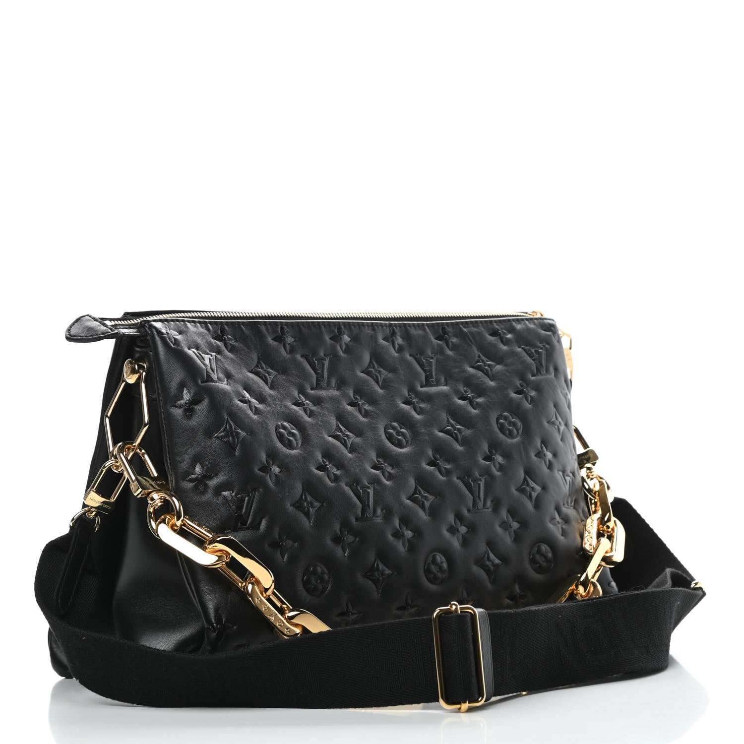 Louis Vuitton Lambskin Embossed Monogram Coussin MM Black 4 of 13