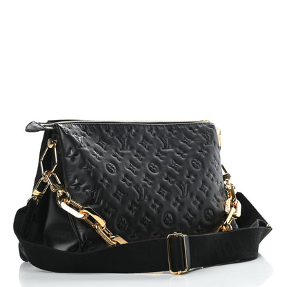 Louis Vuitton Lambskin Embossed Monogram Coussin MM Black 4 of 13