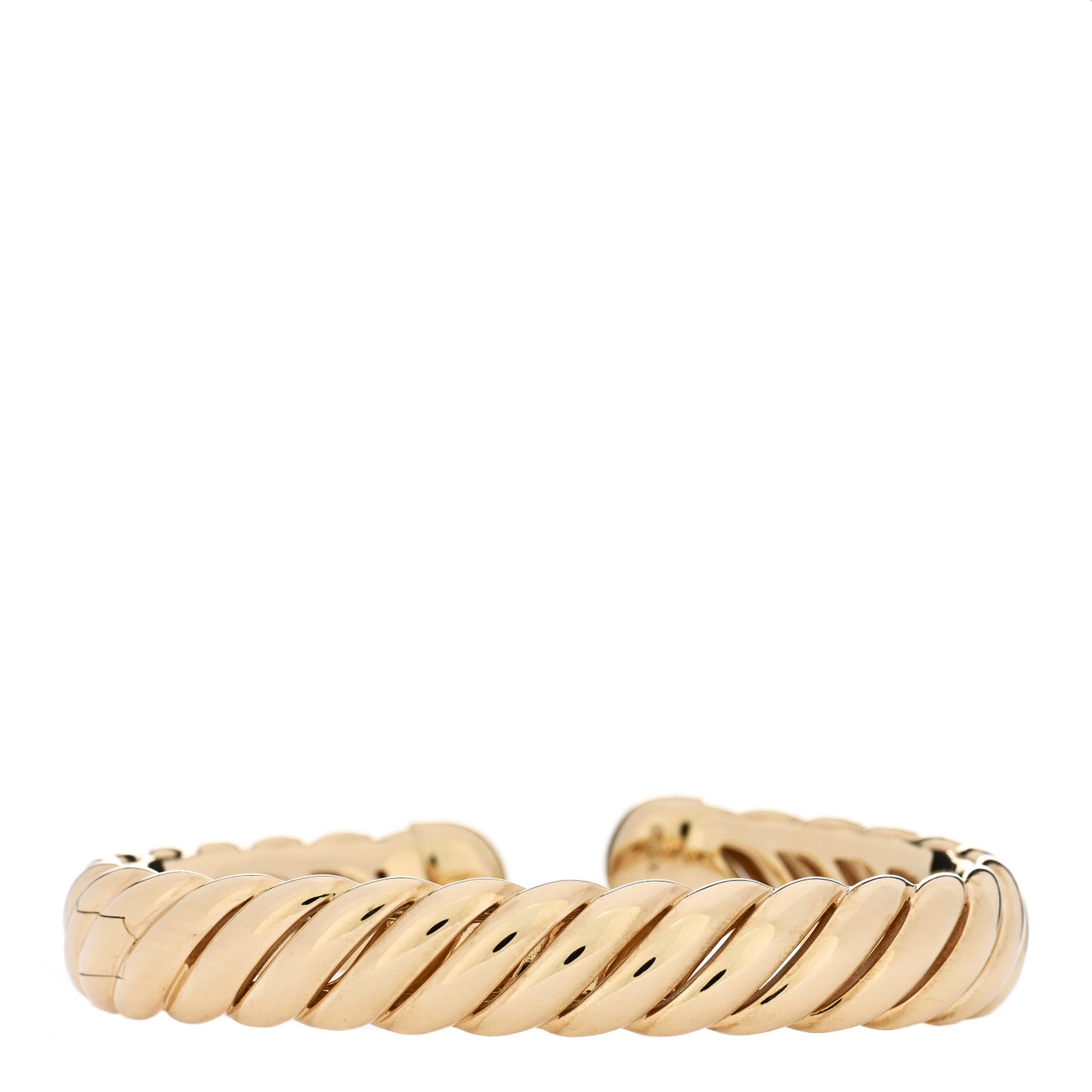 18K Yellow Gold Diamond 10mm Sculpted Cable Cuff Bracelet