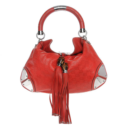Gucci Guccissima Medium Indy Top Handle Hobo Red 1 of 8
