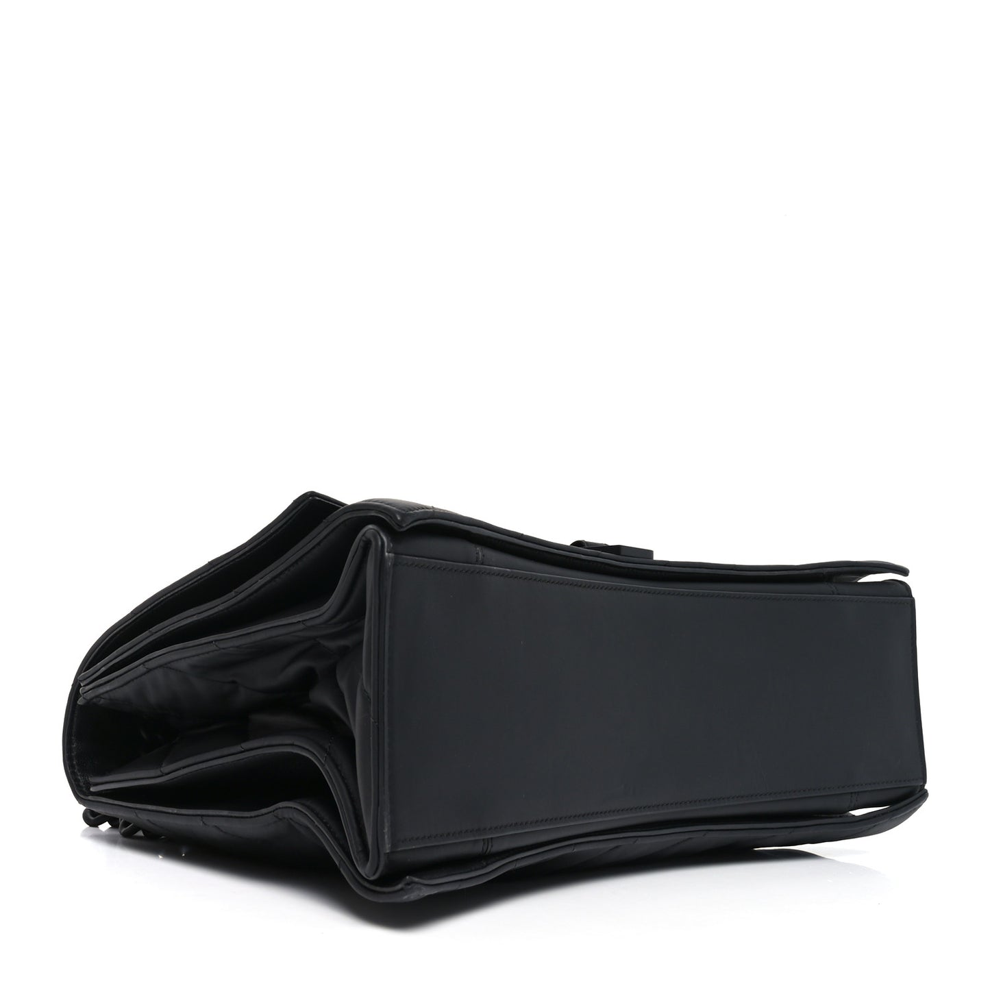 Satin Calfskin Quilted Matte Black Hardware Large Crush Chain Bag Black