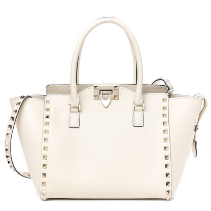 Valentino Garavani Vitello Small Rockstud Double Handle Tote Ivory 1 of 11
