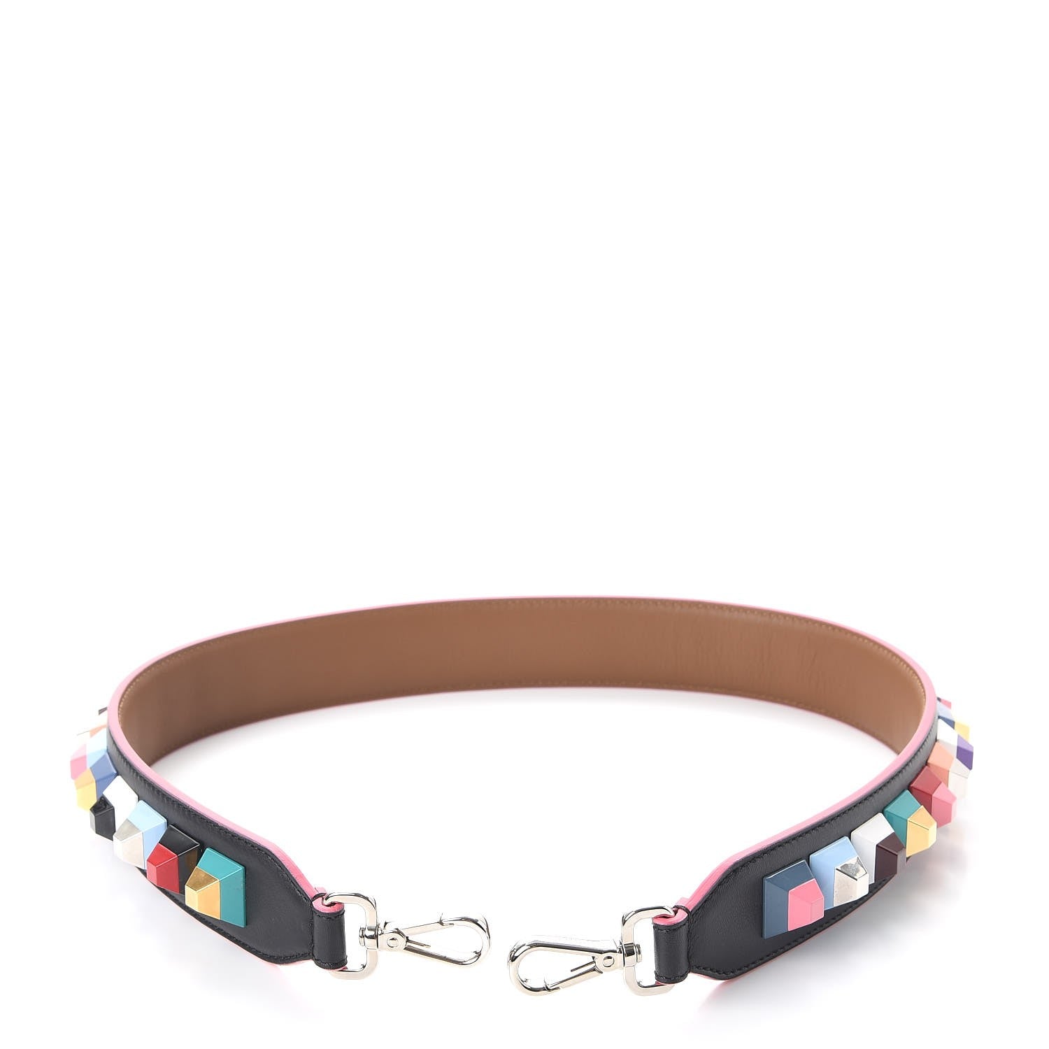Fendi Vitello Dolce Plexiglass Bi-Color Studded Strap You Black Brownie Multicolor 3 of 6
