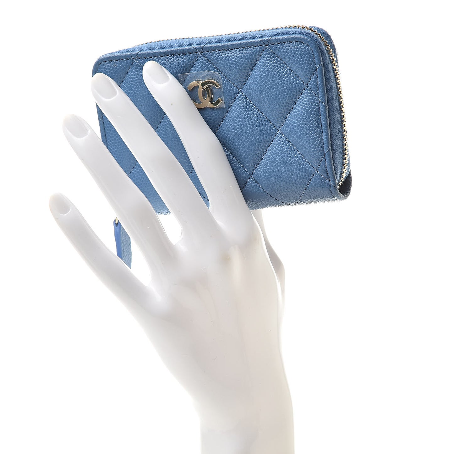 Caviar Quilted Zip Coin Purse Blue