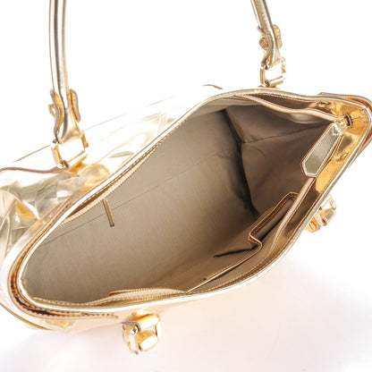 Burberry Metallic Patent Check Embossed Ember Tote Gold 5 of 10