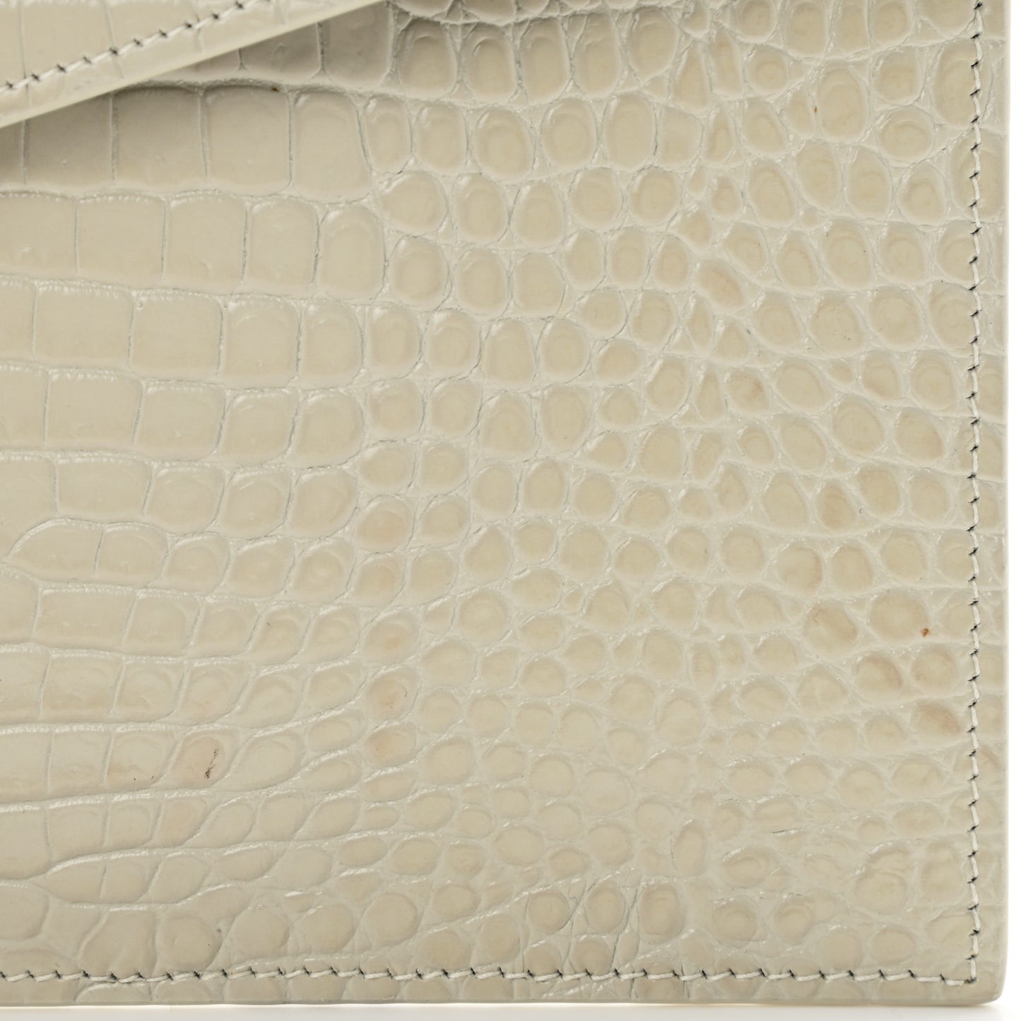 Calfskin Crocodile Embossed Uptown Monogram Pouch Crema Soft
