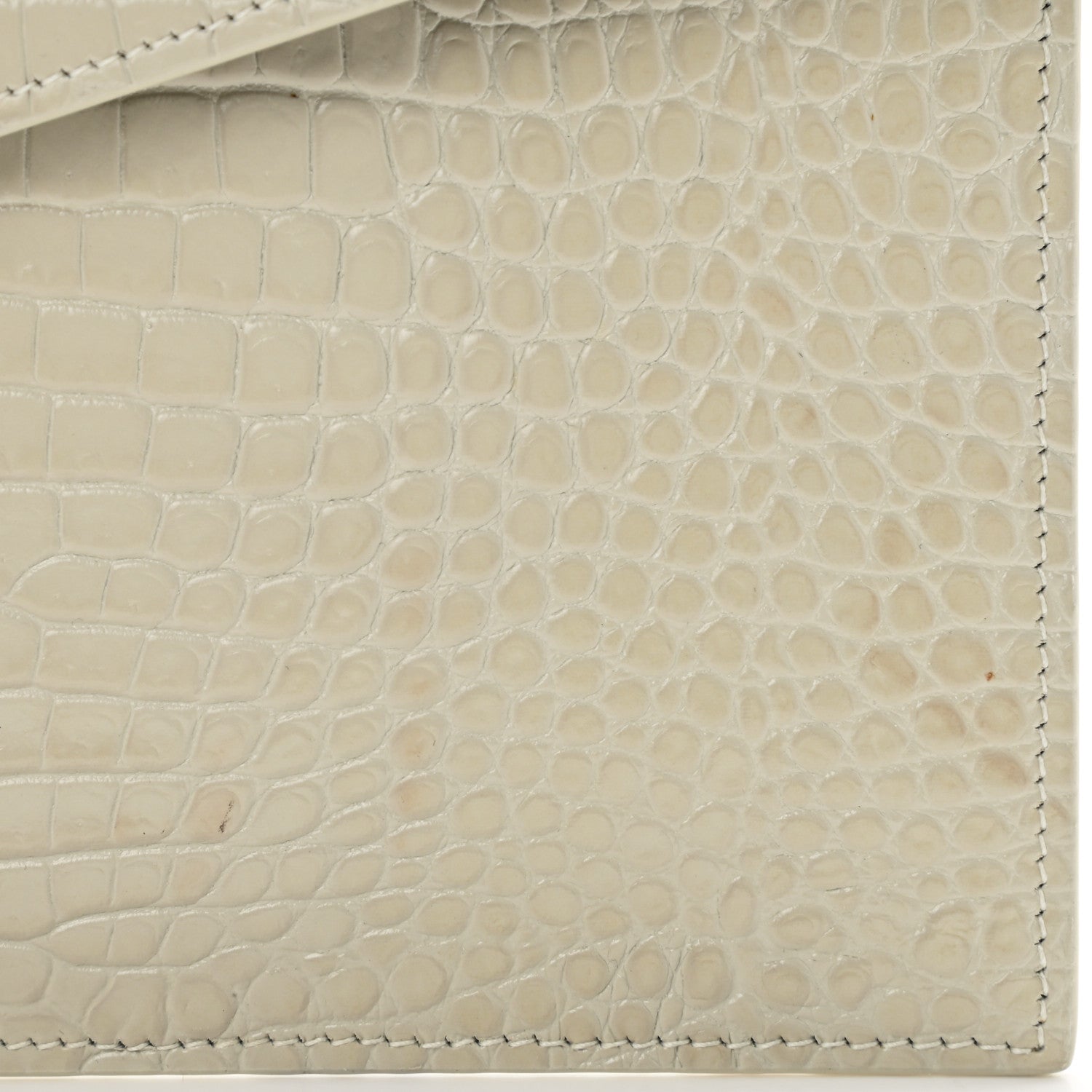Saint Laurent Calfskin Crocodile Embossed Uptown Monogram Pouch Crema Soft 7 of 7