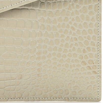 Saint Laurent Calfskin Crocodile Embossed Uptown Monogram Pouch Crema Soft 7 of 7