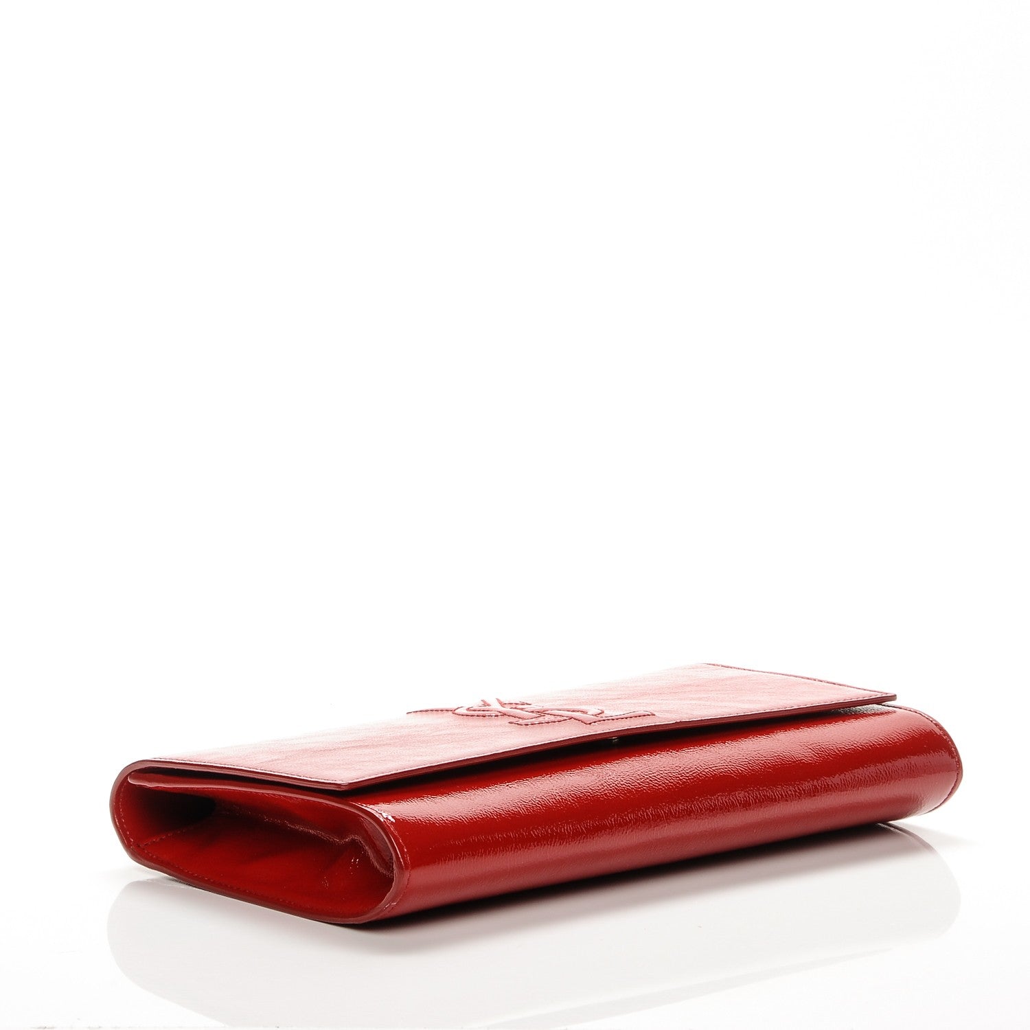 Saint Laurent Textured Patent Monogram Large Belle De Jour Clutch Red 4 of 7