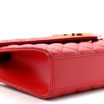 Saint Laurent Grain De Poudre Textured Mixed Matelasse Triquilt Medium Monogram Satchel New Red 10 of 11