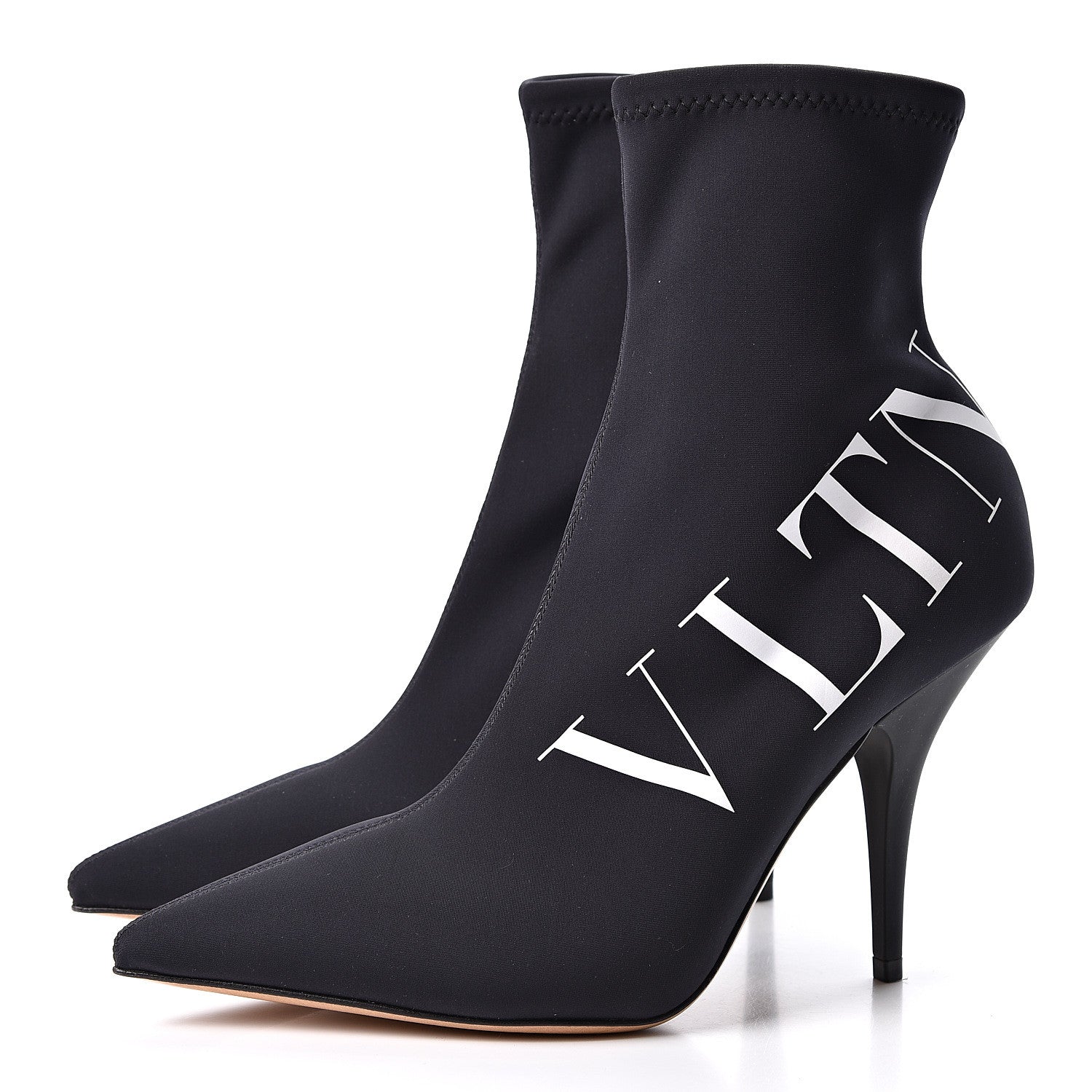 Valentino Garavani Eco Leather VLTN 100mm Sock Booties 38 Black White 3 of 9