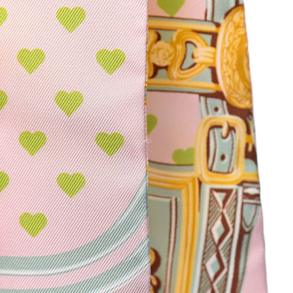 Hermes Silk Brides De Gala Love Twilly Parme Vert D Eau Vieux Rose 6 of 6
