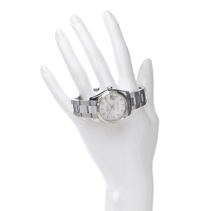 Rolex Stainless Steel 18K White Gold Diamond 31mm Oyster Perpetual Datejust Watch Silver 178274 2 of 8