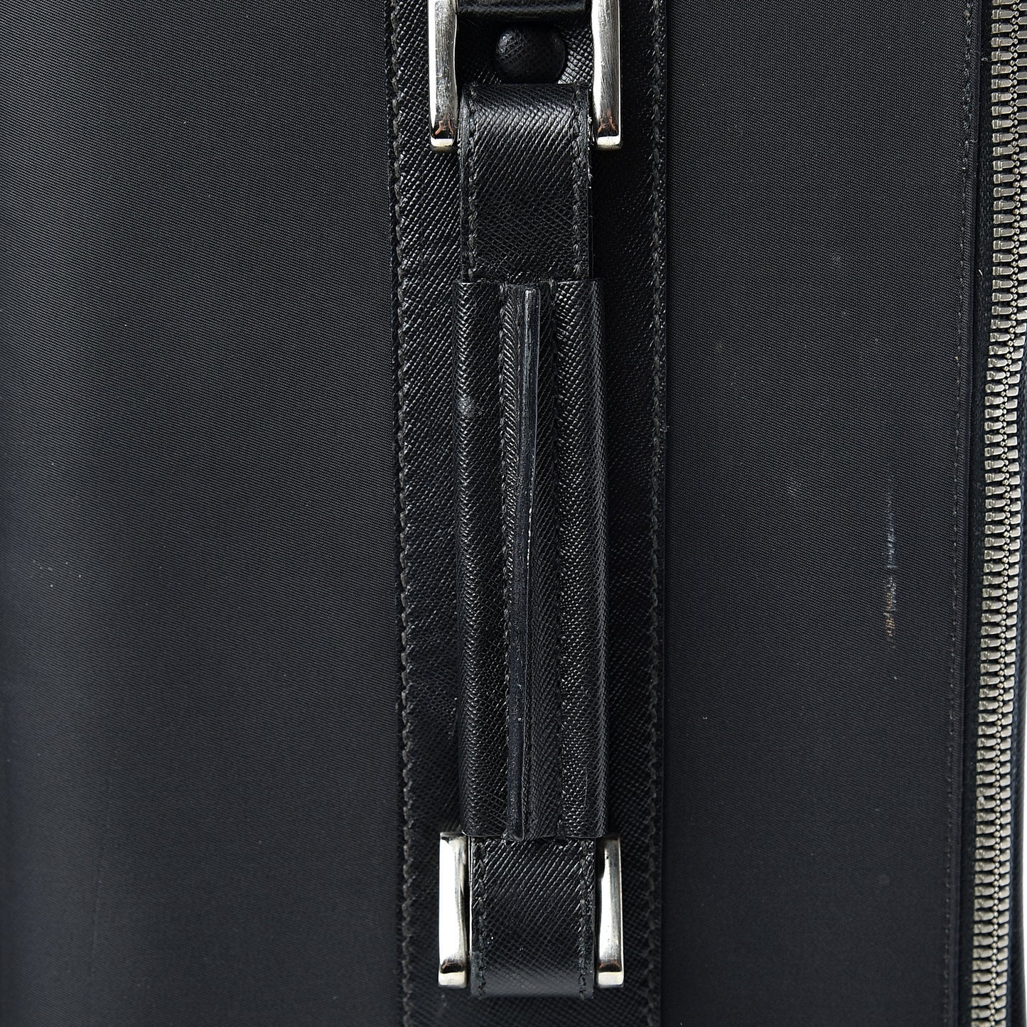 Tessuto Nylon Saffiano Trolley Luggage Black