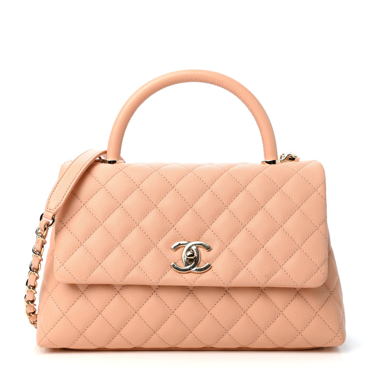 Caviar Quilted Small Coco Handle Flap Light Pink
