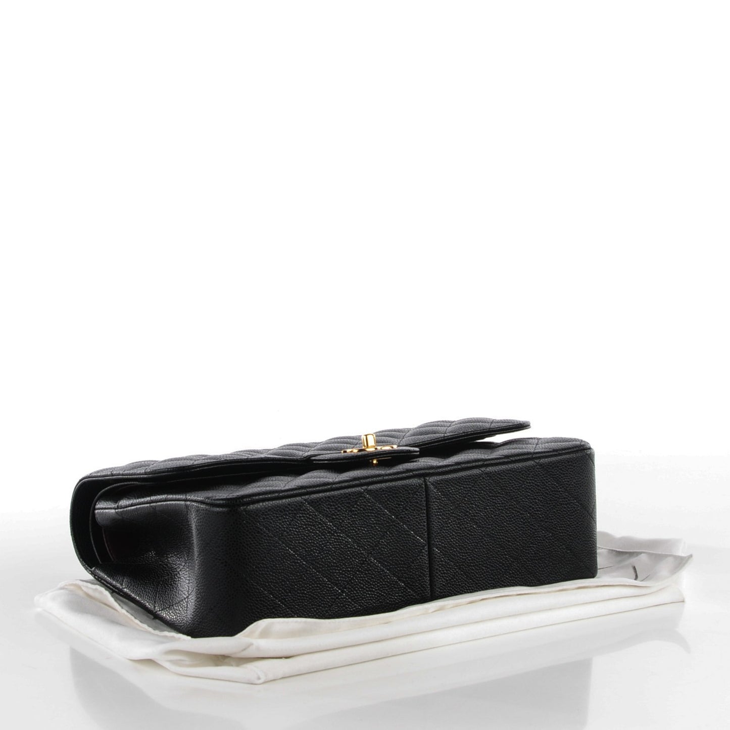 Caviar Quilted Jumbo Double Flap Black