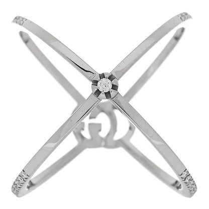 Gucci 18K White Gold Diamond Running G Cross Ring 51 5.75 3 of 5