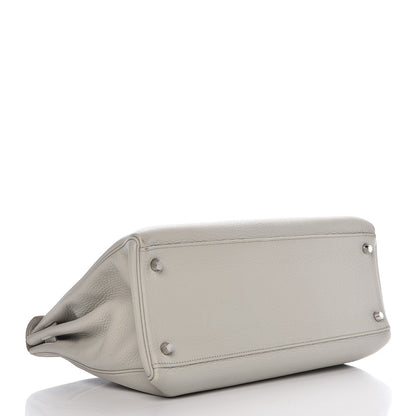 Hermes Taurillon Clemence Kelly Retourne 35 Gris Perle 5 of 29