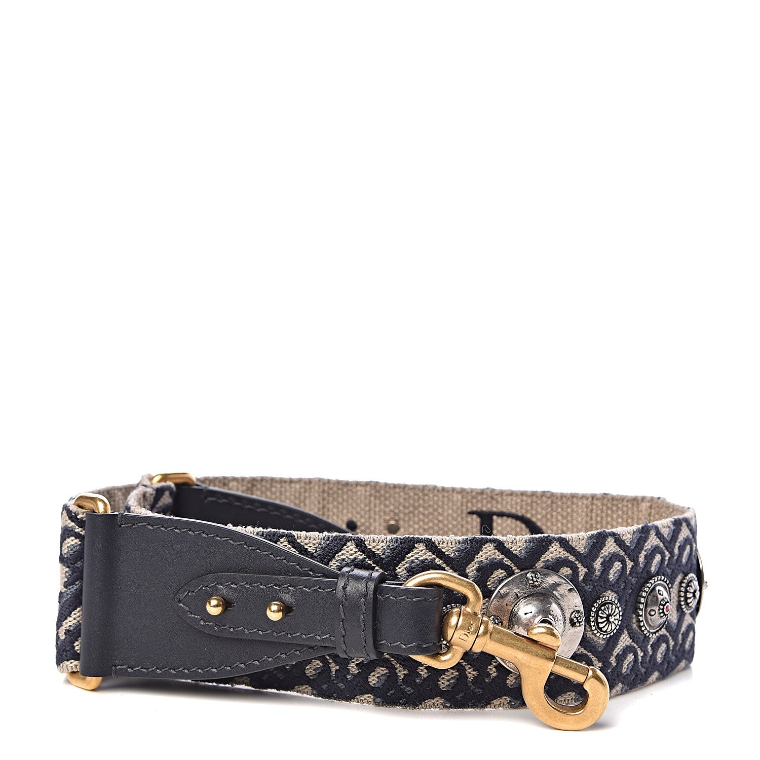 Christian Dior Oblique Studded Shoulder Strap Blue 1 of 4