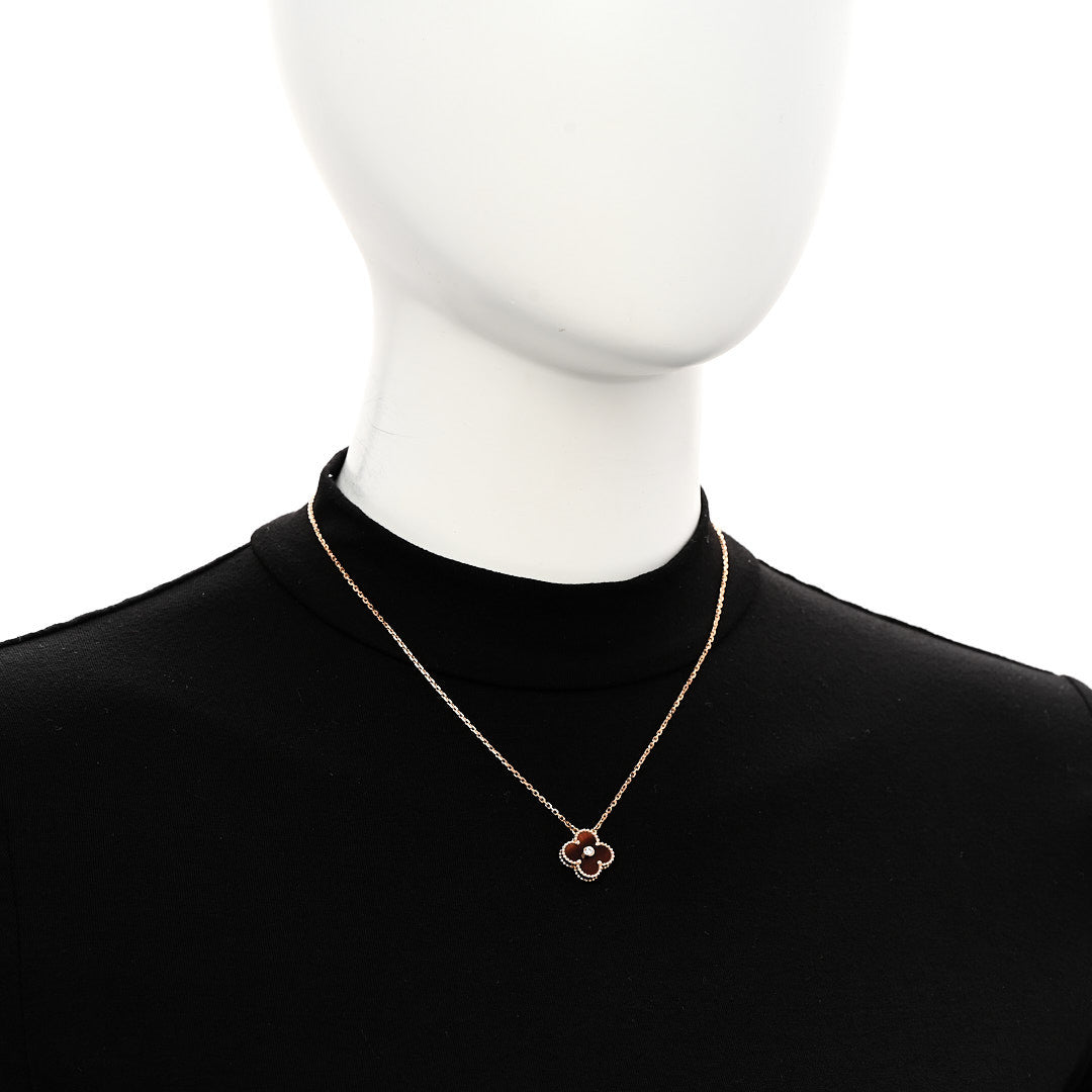 Van Cleef & Arpels 18K Rose Gold Diamond Bulls Eye Vintage Alhambra Pendant Necklace 2 of 5