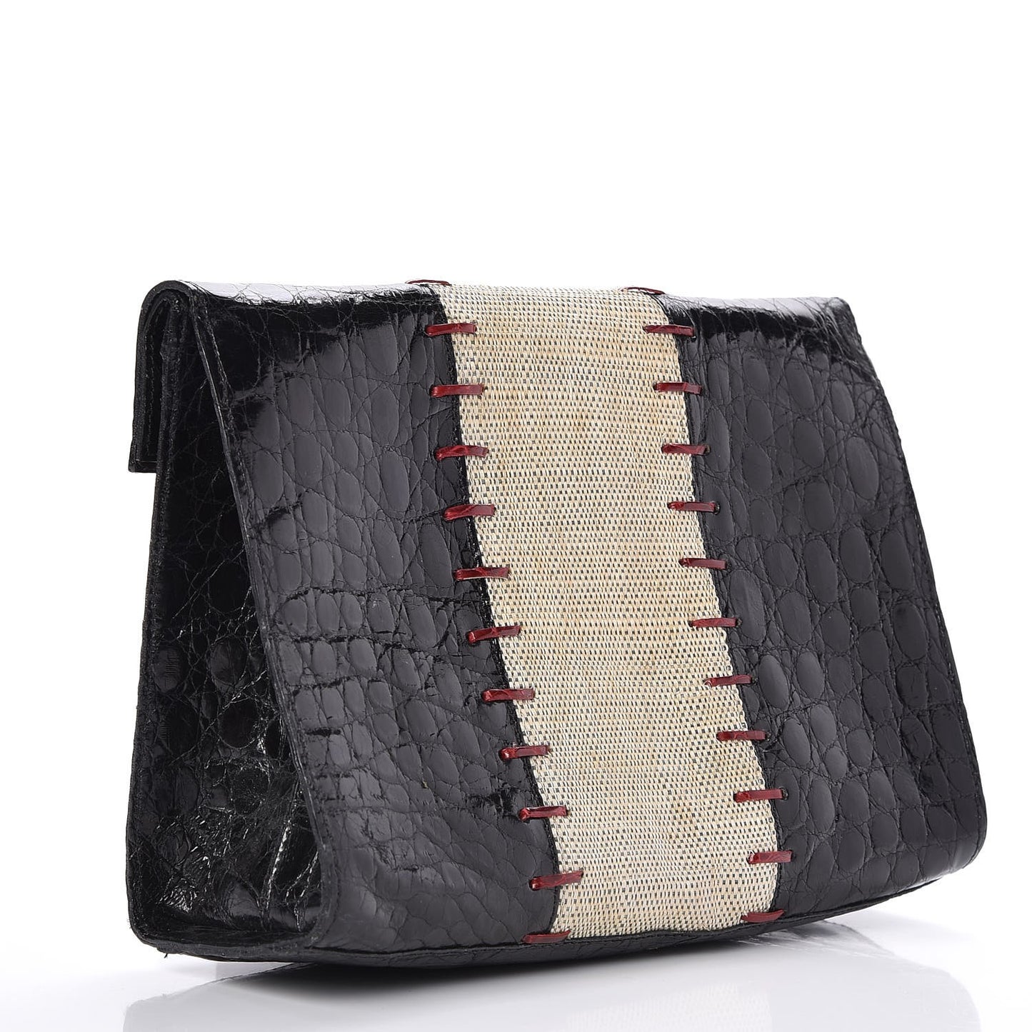 Crocodile Linen Clutch Black