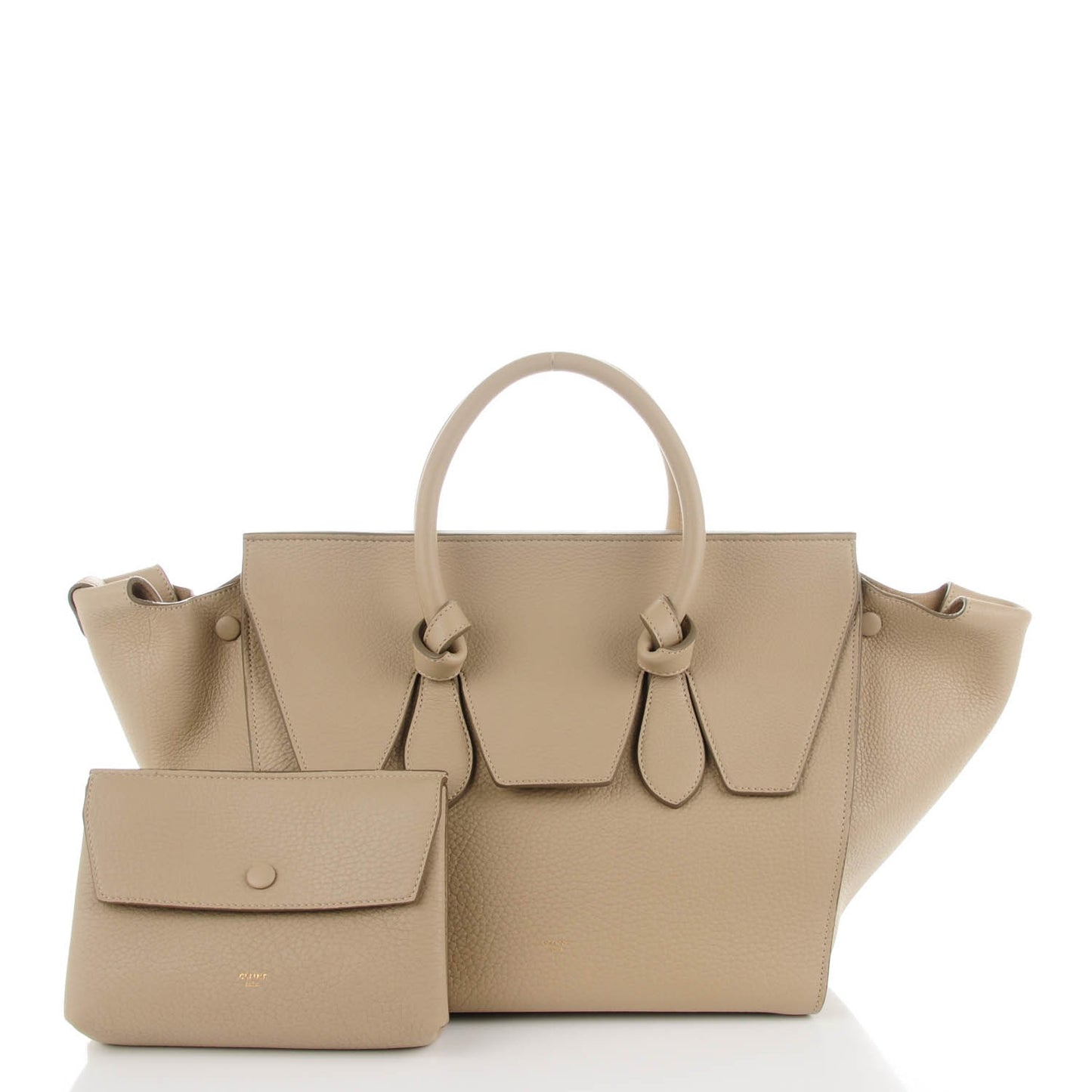 Crisped Calfskin Small Tie Knot Tote Light Taupe