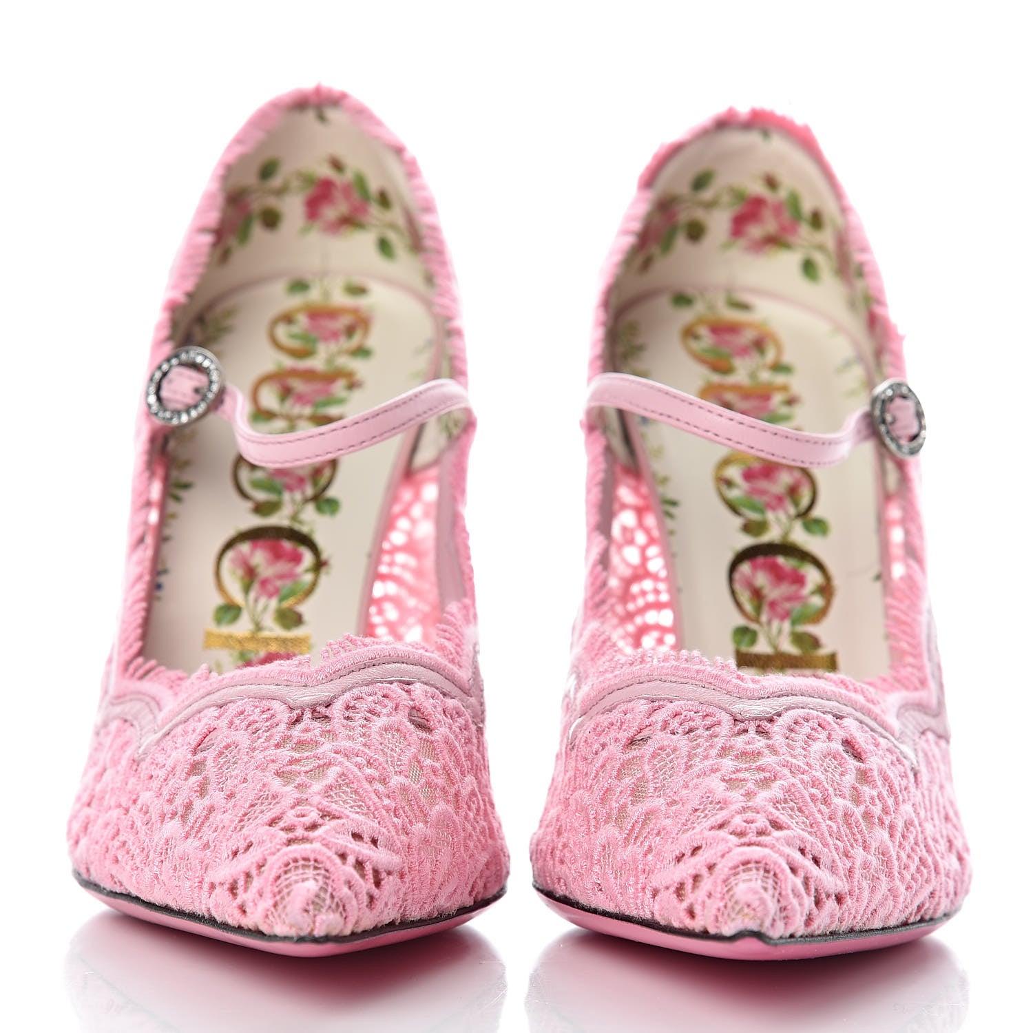 Gucci Lace Pizzo Venice Pumps 37 Sugar Pink 2 of 8